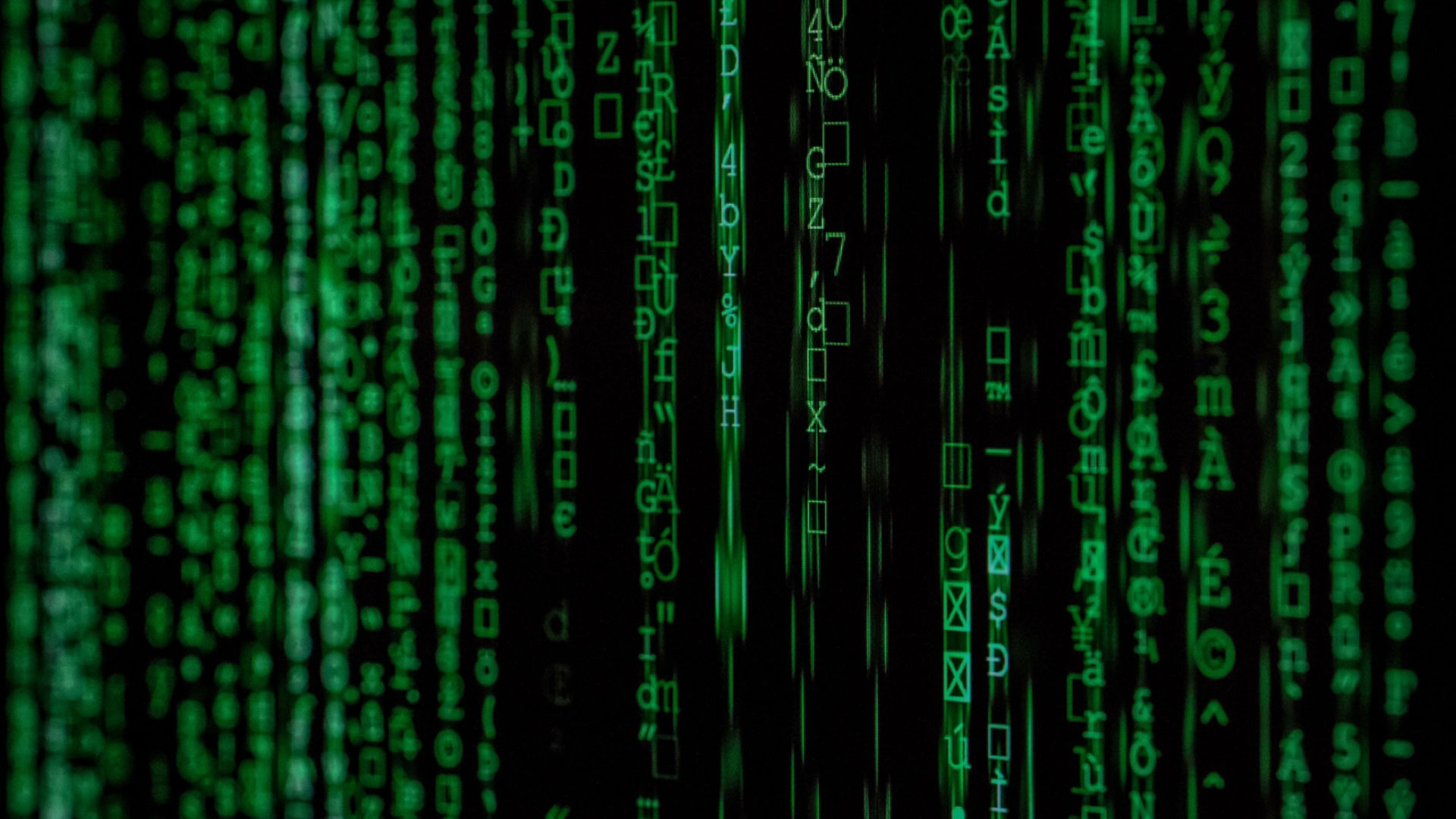 Green and black Matrix code
