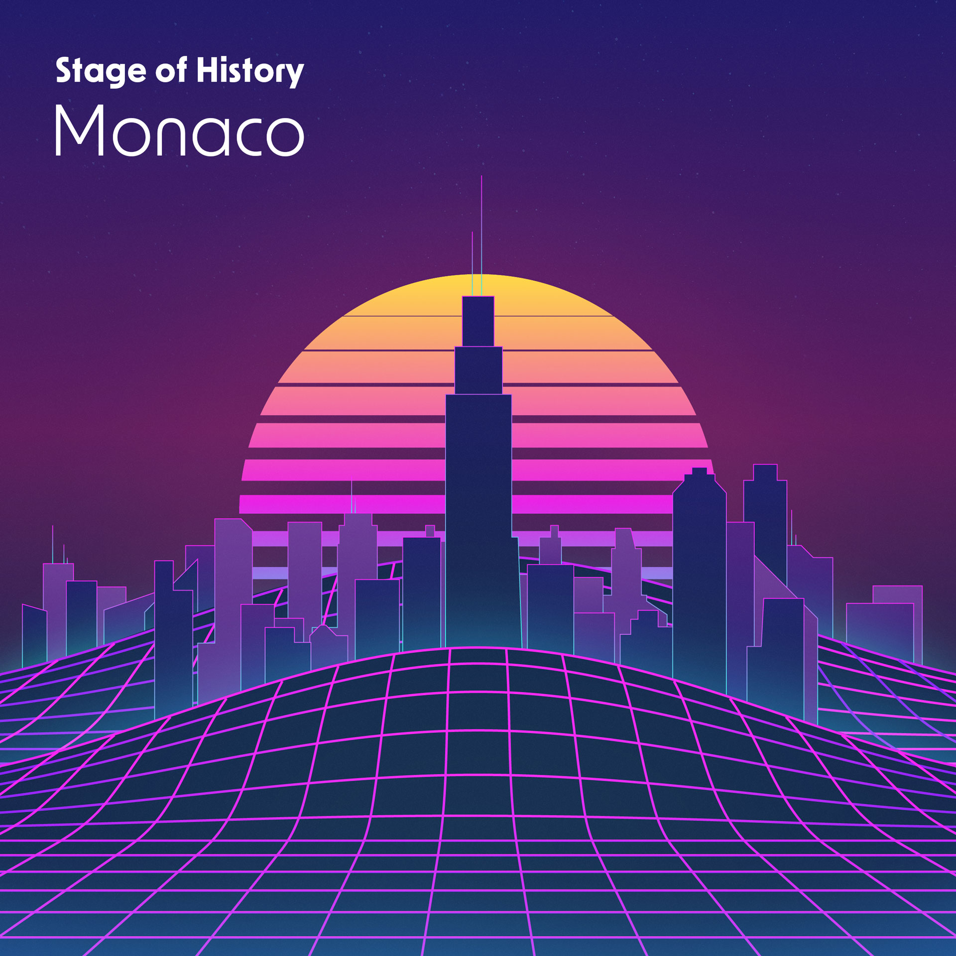 Stage of History - Monaco artwork for music single - synth wave
