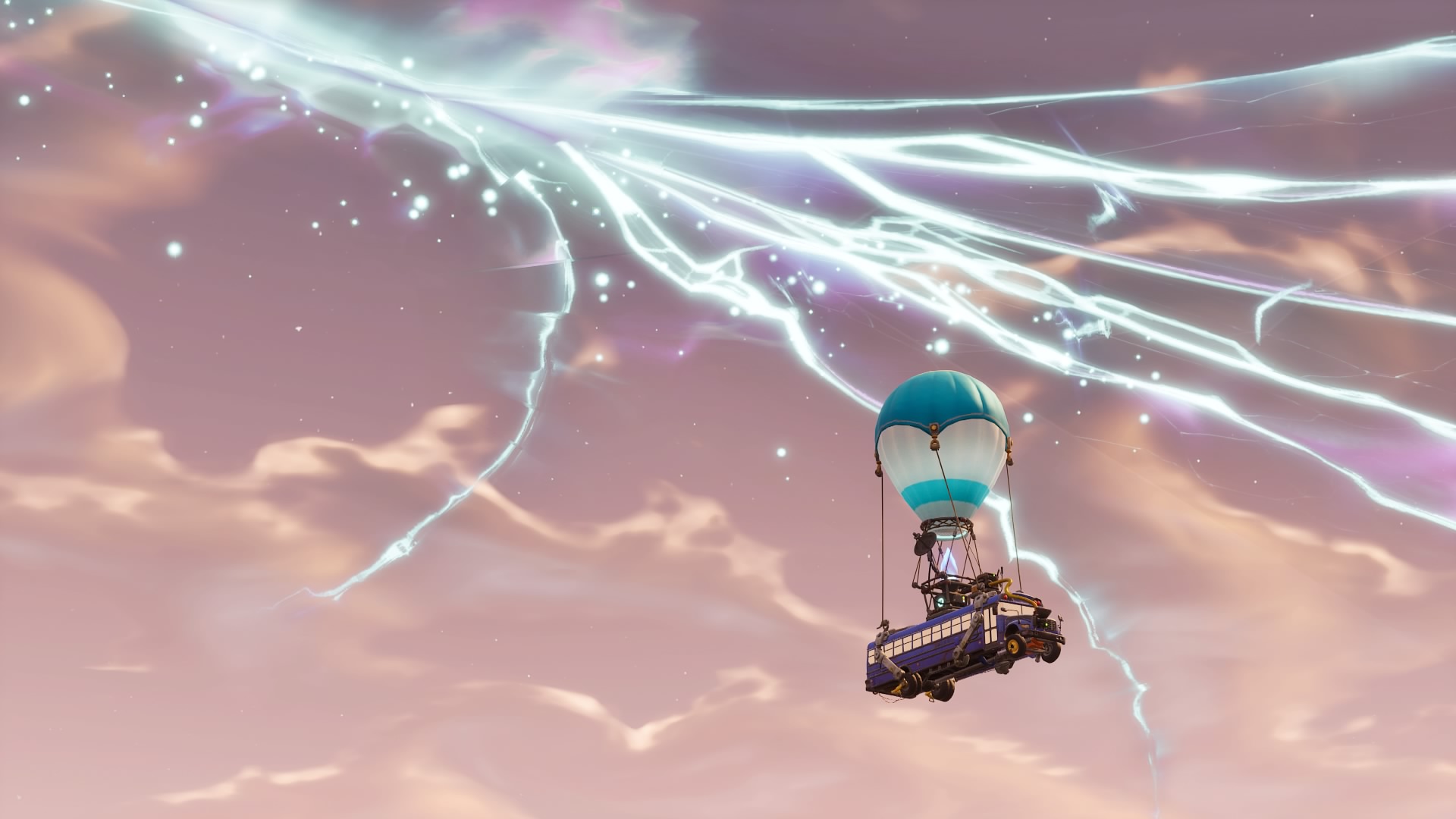 A bigger crack in the sky with the battle bus flying in front of it