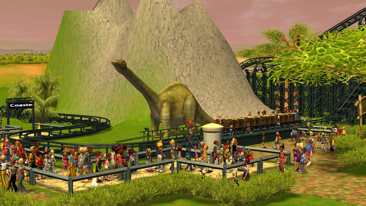 Dinosaur statue in Rollercoaster Tycoon 3
