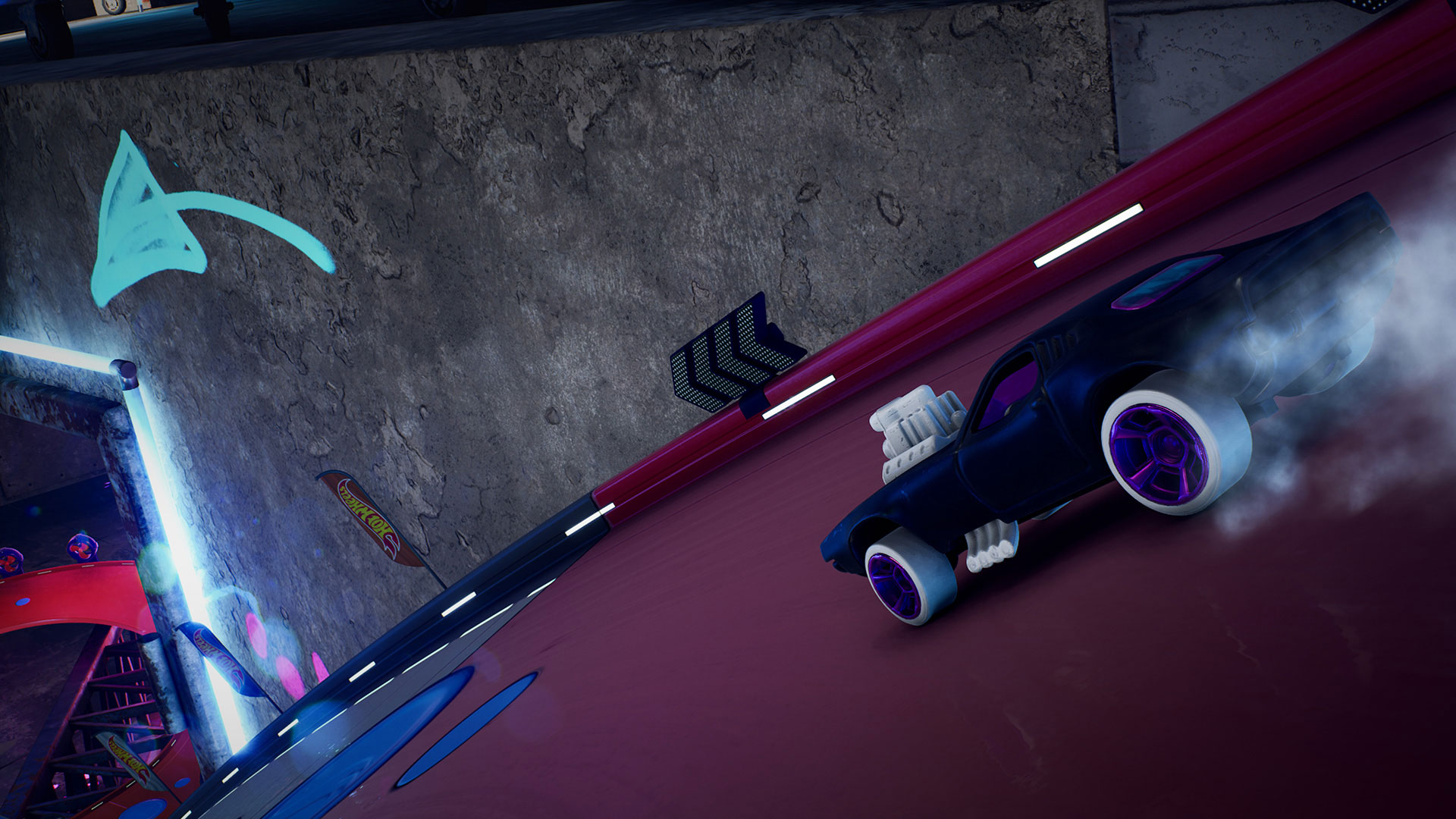 Muscle car drifting in Hot Wheels game