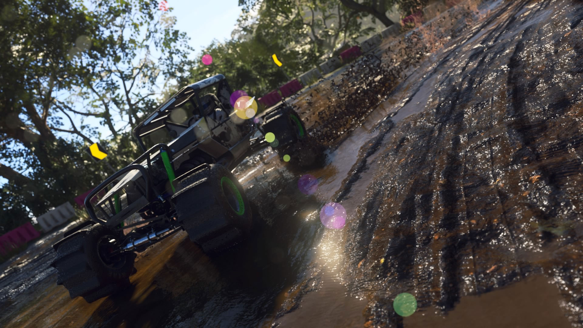 A buggy racing through thick mud