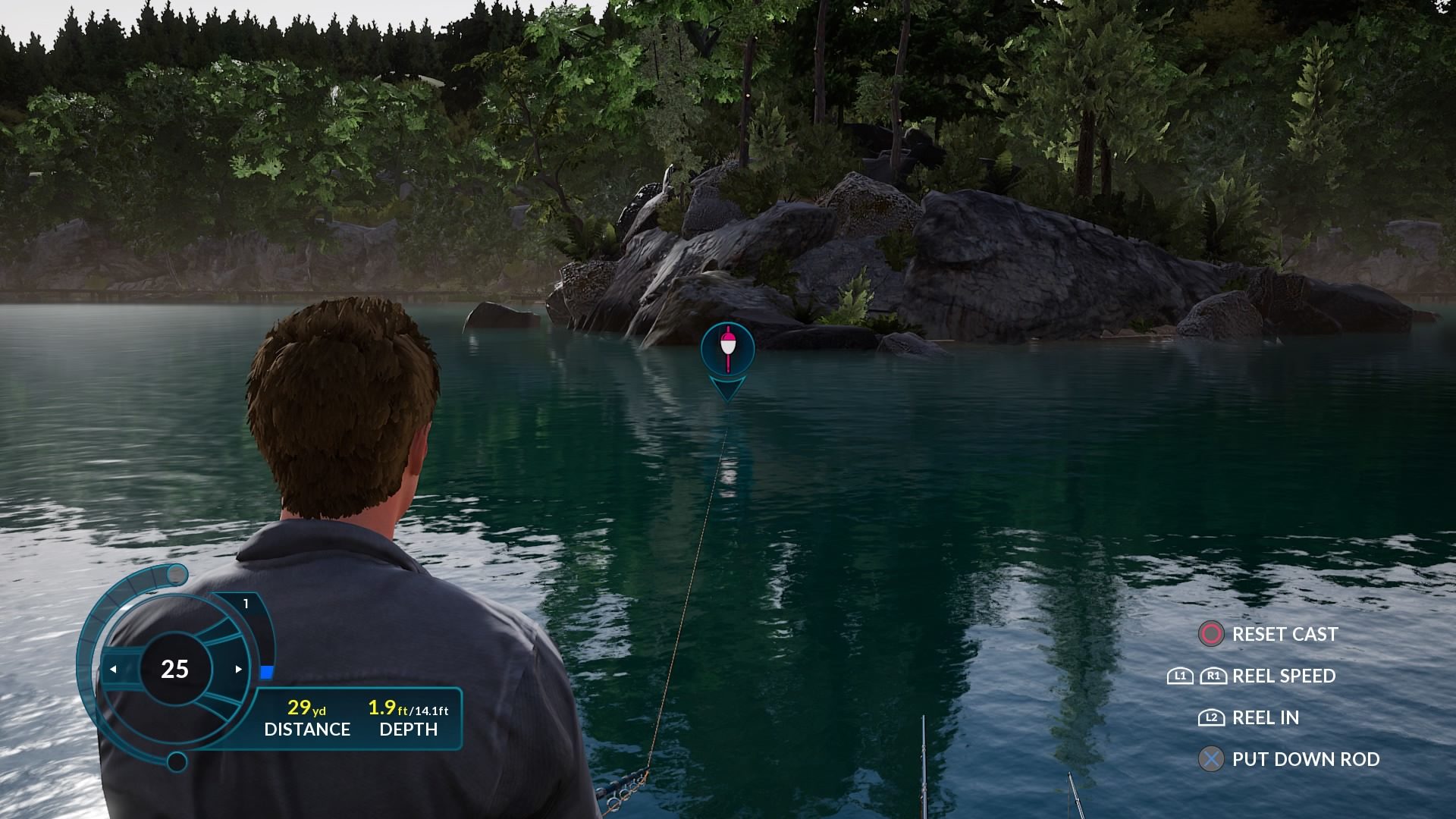 Casting off into a lake