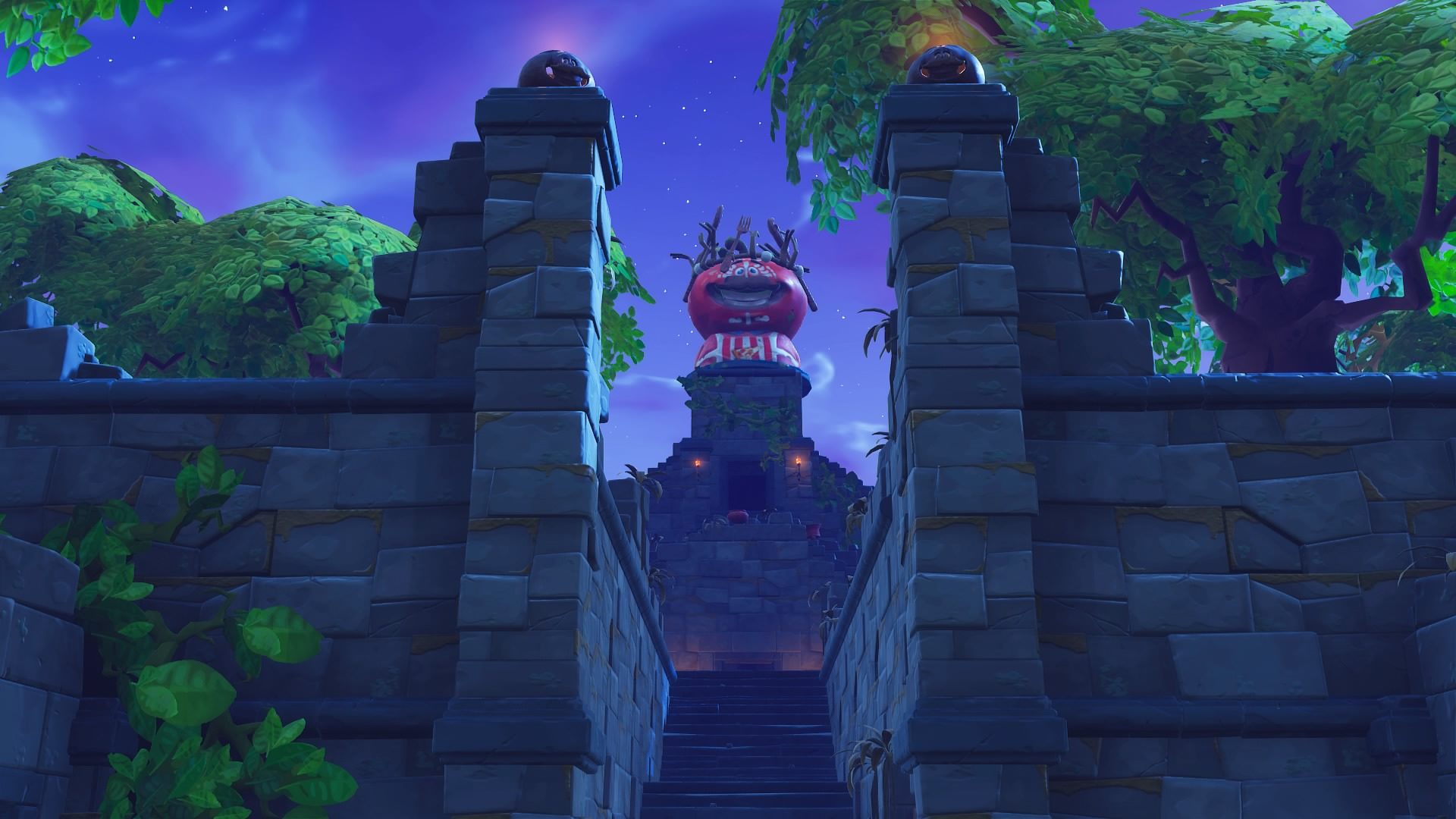 A temple with a tomato on top