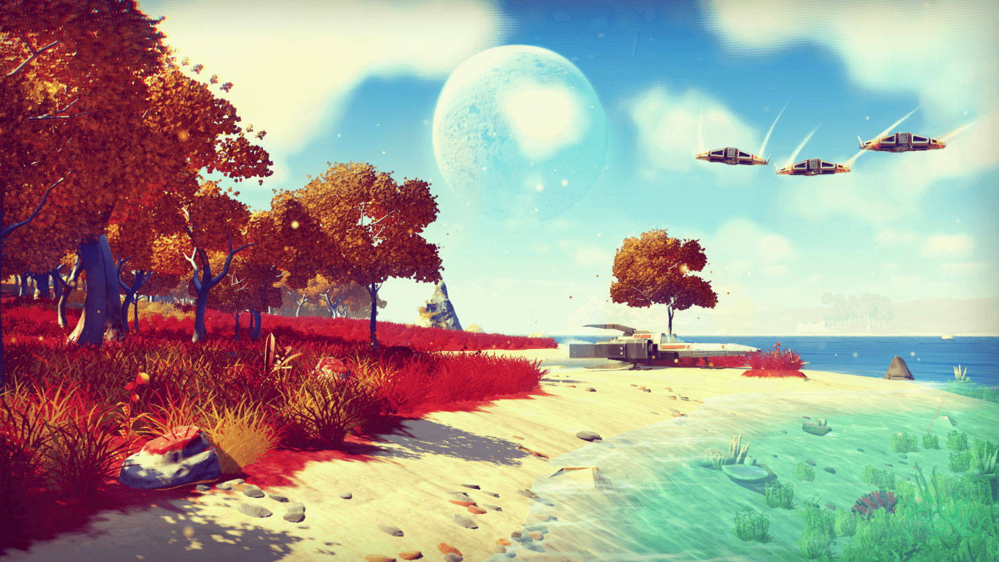 An alien beach from No Man's Sky
