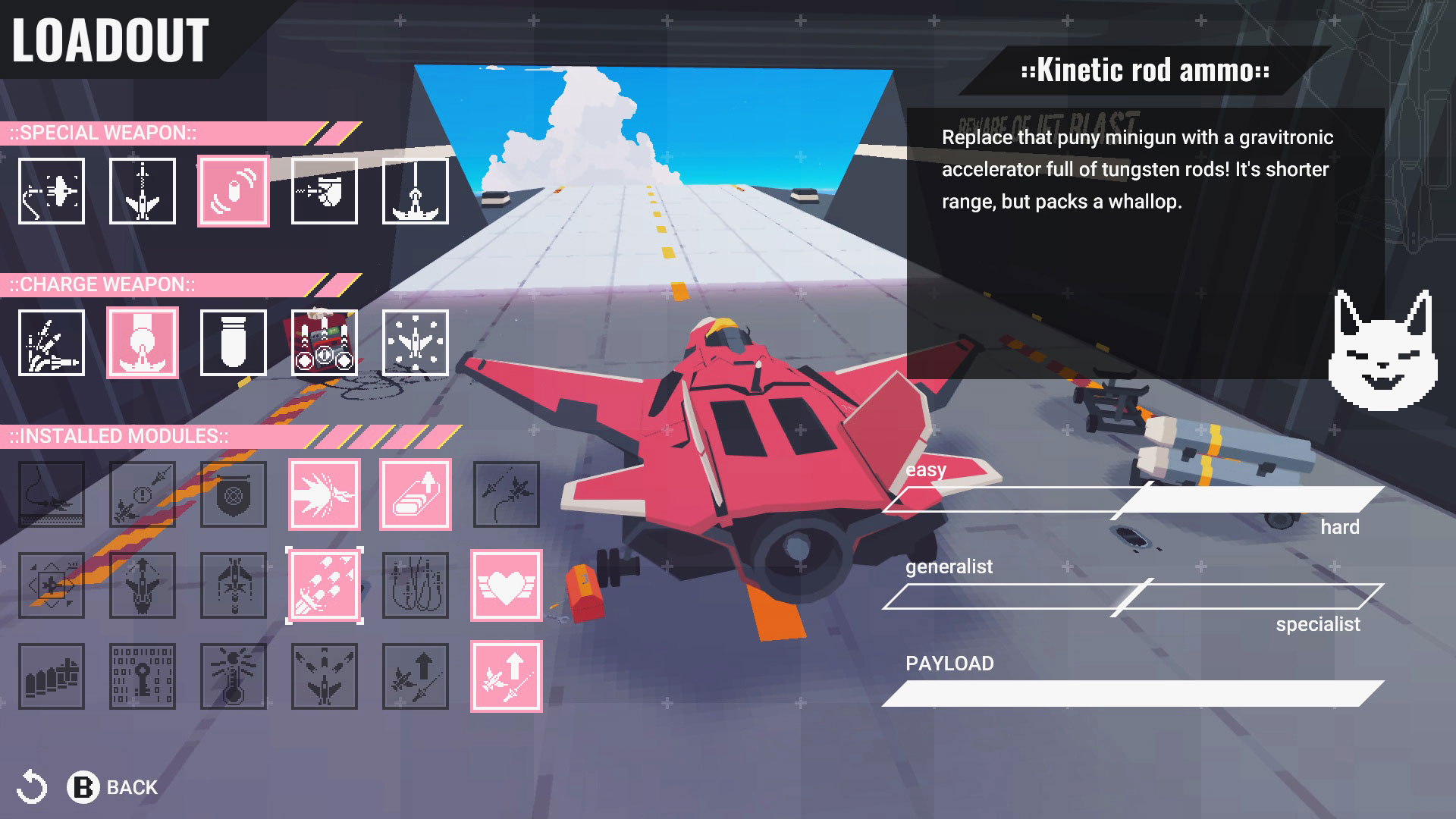A futuristic fighter in a hangar